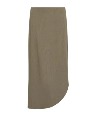 Marella Asymmetrical Crepon Skirt In Brown