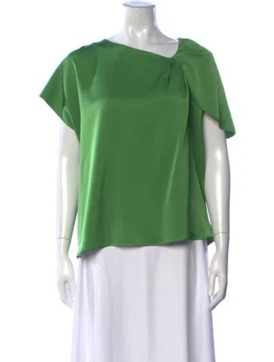 Pre-owned Marella Asymmetrical Short Sleeve Blouse W/ Tags In Green