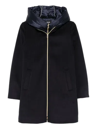 Marella Bacio Hooded Single-breasted Coat In Blue