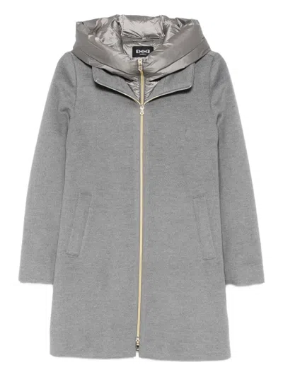 Marella Bacio Hooded Single-breasted Coat In Gray