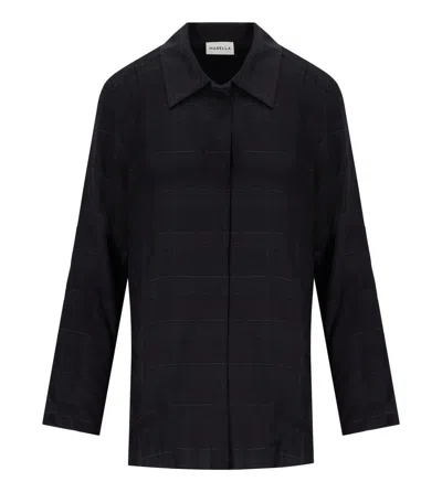 Marella Ballata Blue Check Shirt In Black