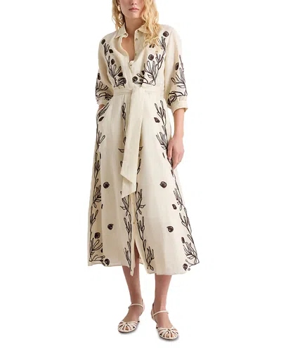 Marella Banda Embroidered Linen Dress In White