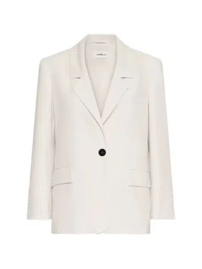 Marella Bead-embellished Single-breasted Blazer In White