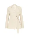 Marella Beige Melange Blazer Jacket With Belt In Pink