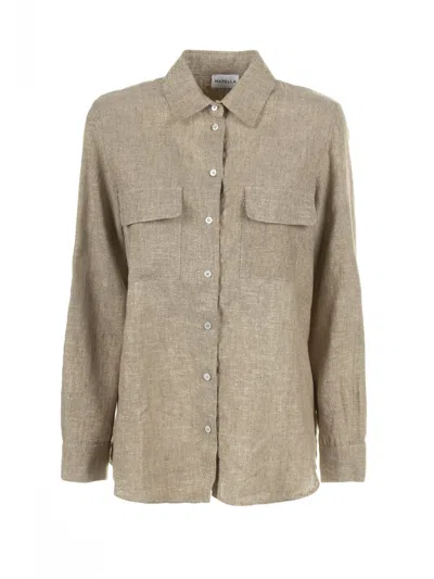 Marella Beige Shirt Jacket In Nude