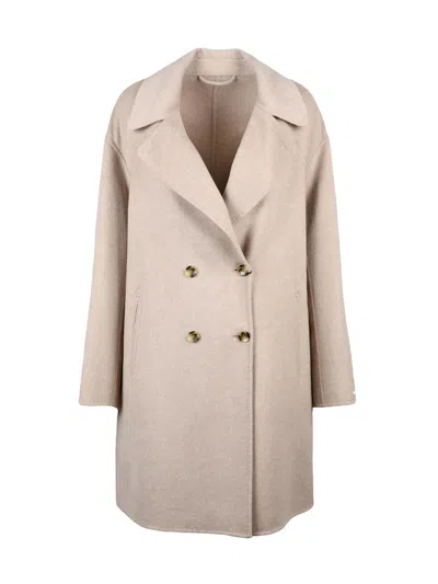 Marella Beige Virgin Wool Good Coat In Neutral