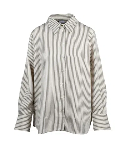 Marella Beige-green Viscose-blend Reperto Shirt In Metallic
