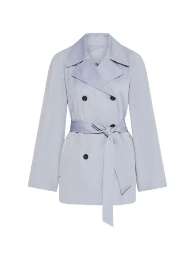 Marella Belted Double-breasted Jacket In Blue