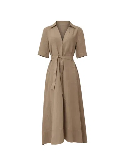 Marella Belted Dress In Brown