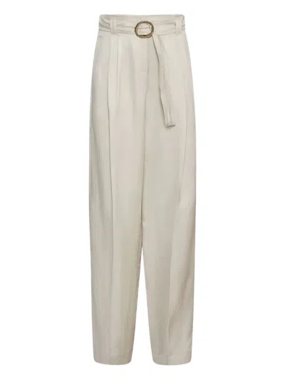 Marella Belted High-waist Trousers In Neutral