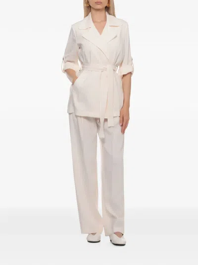 Marella Belted Notch-lapel Duster Coat In Pink