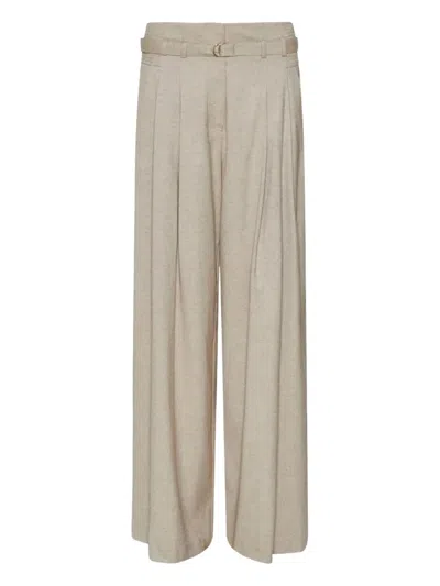 Marella Belted Pleated Trousers In Neutral
