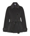 Marella Belted Pure Wool Heavy Jacket In Black