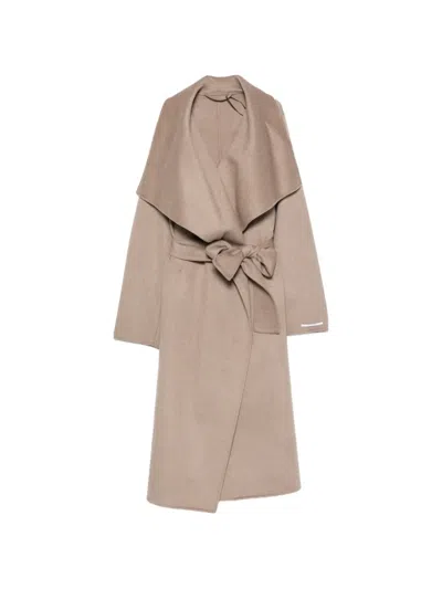 Marella Belted Shawl-collar Coat In Neutral