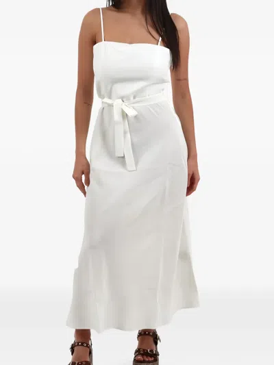 Marella Belted Spaghetti-strap Dress In White