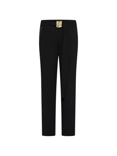 Marella Casual Trousers With Metal Buckle Details In Black