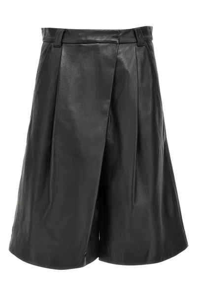 Marella Leather Bermuda Capsule Shorts In Black