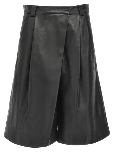 Marella Leather Bermuda Capsule Shorts In Black