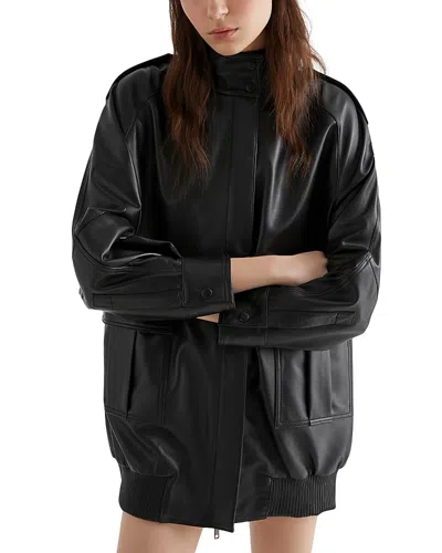 Marella Bessica Leather Jacket In Black