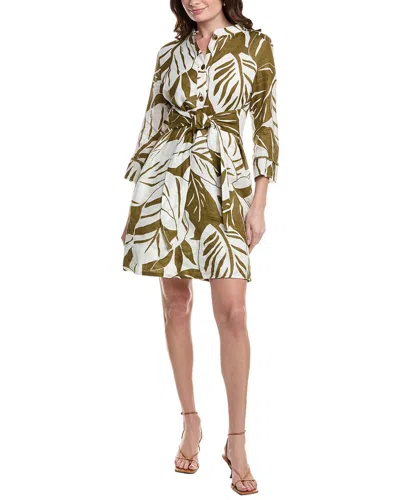 Marella Bessy Linen Mini Dress In Olive Leaves