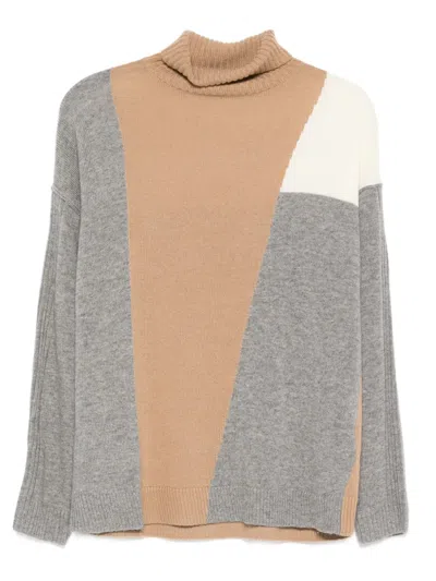 Marella Biro Colourblock Sweater In Brown