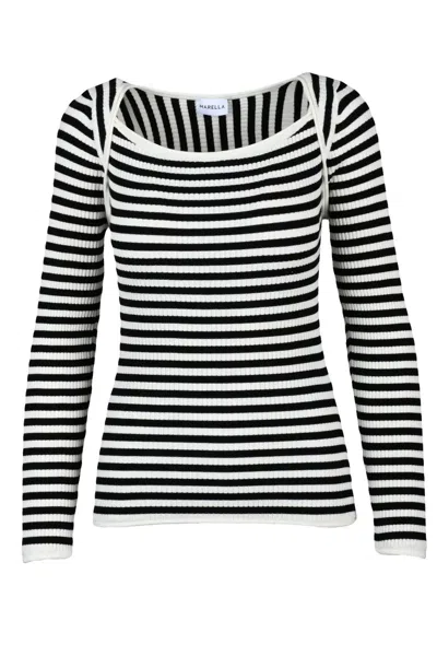 Marella Black/white Debutto Viscose Polyester Ribbed Knit
