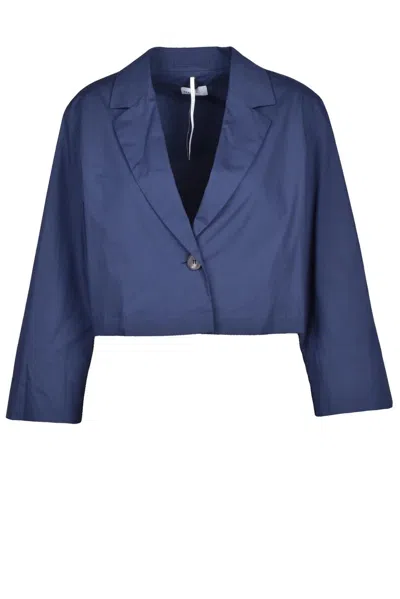 Marella Blue Cotton Elastane Short Women Jacket