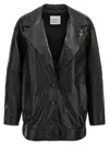 Marella Black Faux Leather Bomber Jacket In Black