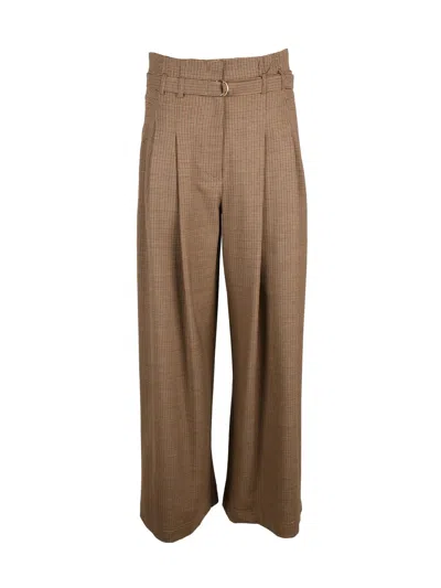 Marella Bondeno High-waist Palazzo Trousers With Pleats In Brown
