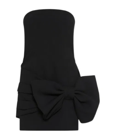 Marella Bow-detail Envers Satin Bustier Dress In Black