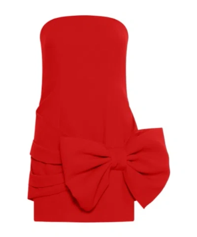 Marella Bow-detail Envers Satin Bustier Dress In Red
