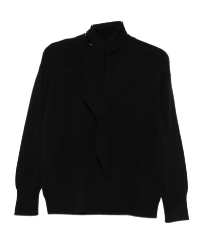 Marella Bow-detail Knit Sweater In Black