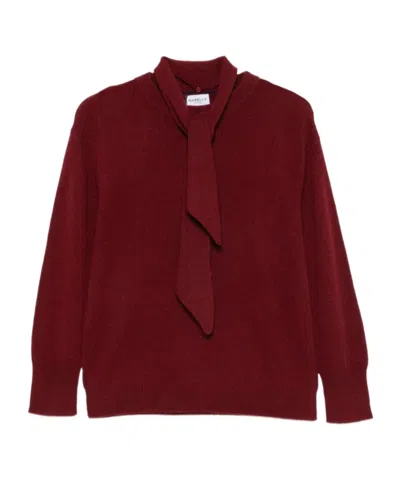 Marella Pussy-bow Knitted Sweater In Burgundy