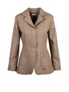 Marella Brown Virgin Wool Plaid Blazer In Brown