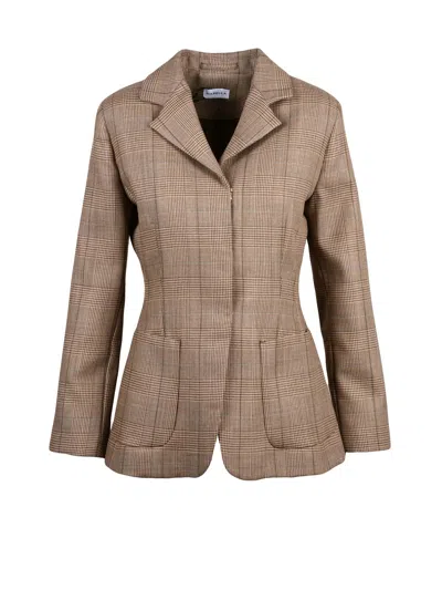 Marella Brown Virgin Wool Plaid Blazer