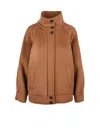 Marella Rinalda Buttoned Funnel-neck Jacket In Brown