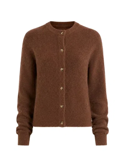 Marella Brushed-knit Button-up Cardigan In Brown