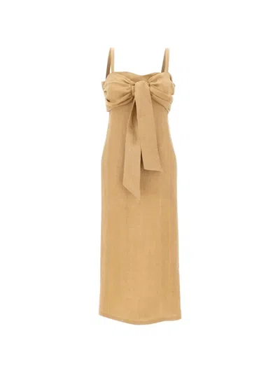Marella Buck Draped Bow-detail Dress In Neutral