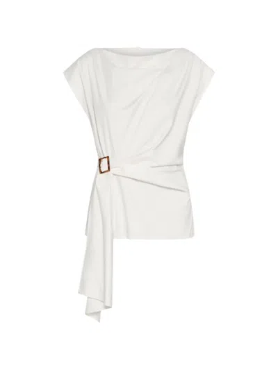 Marella Buckle-detail Draped Top In White