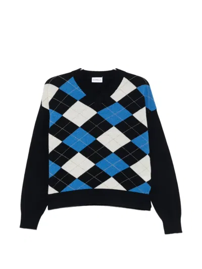 Marella Buono Argyle-intarsia V-neck Sweater In Blue