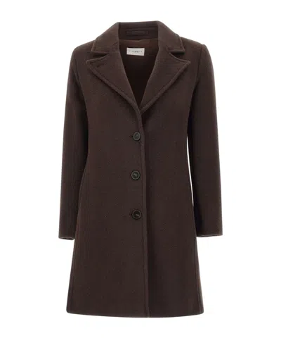 Marella Peak-lapel Buttoned Coat In Brown