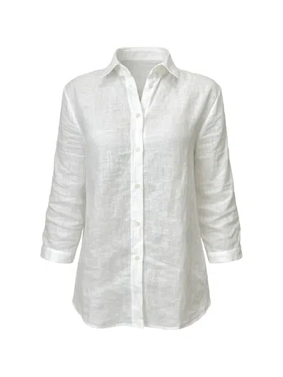 Marella Button-down Quarter-sleeve Shirt In White