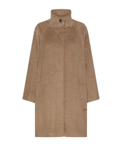 Marella Button-front Coat In Brown