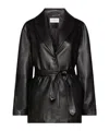 Marella Button-front Leather Jacket In Black