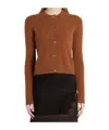 Marella Button-front Long-sleeve Knit Top In Brown
