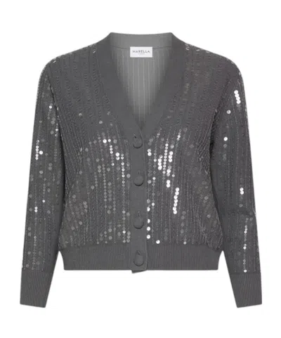 Marella Button-front Long-sleeve Knit Top In Gray