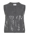 Marella Button-front Sequin Vest In Gray