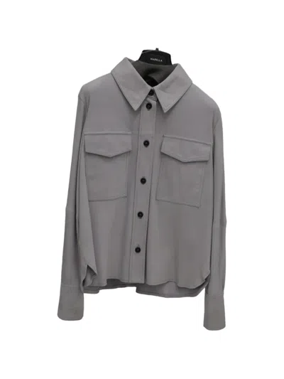 Marella Button-up Chest-pocket Shirt In Gray