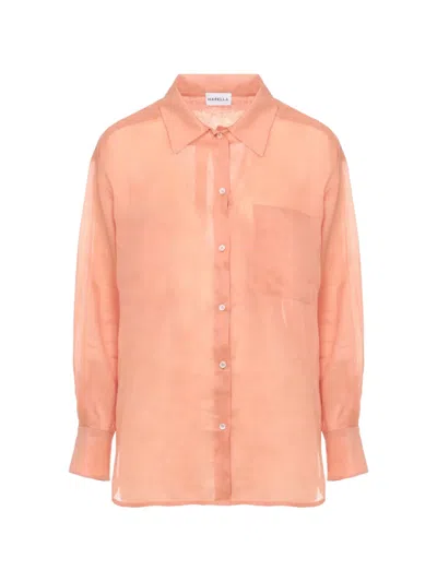Marella Button-up Ramie Shirt In Pink