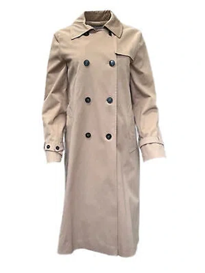 Pre-owned Marella By Max Mara Women's Camel Cheque Trench Coat Size 6 In Beige